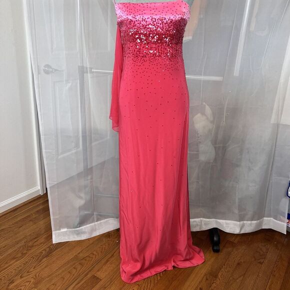 Vintage Gilar Evening wear pink embellished formal maxi dress 10 sequin prom - Picture 2 of 15